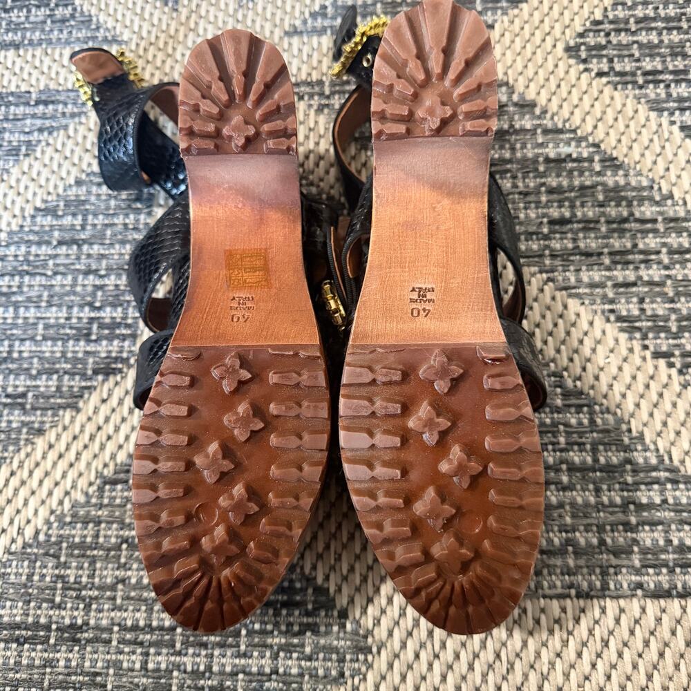 AUTUMN ADEIGBO TRIPLE STRAP CLOG - BLACK SNAKE EMBOSSED Sz EU40 - Picture 4 of 9